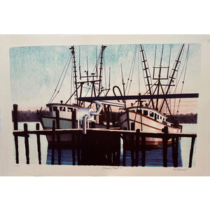 SHRIMP FLEET I CARL SCHWARTZ SIGNED LITHOGRAPH SHRIMP FLEET I CARL SCHWARTZ SIGNED LITHOGRAPH