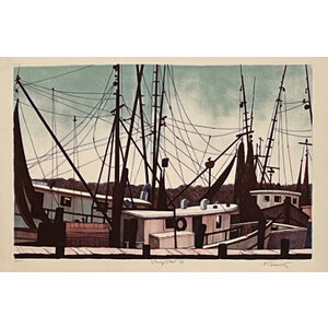 SHRIMP FLEET IV CARL SCHWARTZ SIGNED LITHOGRAPH