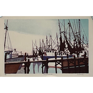 SHRIMP FLEET III CARL SCHWARTZ SIGNED LITHOGRAPH SHRIMP FLEET III CARL SCHWARTZ SIGNED LITHOGRAPH