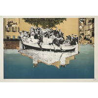 JR SIGNED PRINT MARSEILLE BOAT PASSENGERS CIRCA 1930