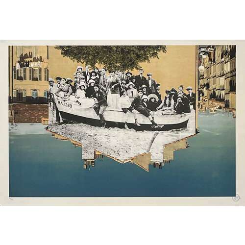 JR SIGNED PRINT MARSEILLE BOAT PASSENGERS CIRCA 1930