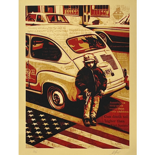 SHEPARD FAIREY GUN CULTURE, AMERICAN CIVICS SERIES SIGNED PRINT SHEPARD FAIREY GUN CULTURE, AMERICAN CIVICS SERIES SIGNED PRINT