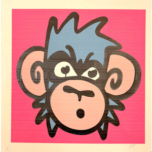 MIGHTY MO SIGNED 'MO BRICK' PRINT PINK (MONKEY)