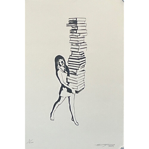 SCHOONY SIGNED PRINT LIGHT READING BOOKS SCHOONY SIGNED PRINT LIGHT READING BOOKS