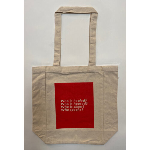 BARBARA KRUGER WHO IS HEALED? WHO IS HOUSED? CANVAS TOTE BARBARA KRUGER WHO IS HEALED? WHO IS HOUSED? CANVAS TOTE