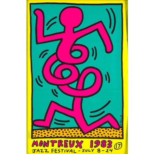 KEITH HARING SIGNED 1983 MONTREUX  JAZZ FESTIVAL  POSTER