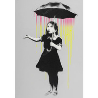 BANKSY/WEST COUNTRY PRINCE NOLA GIRL PRINT (PINK & YELLOW RAIN)