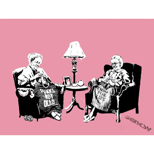 BANKSY DISMALAND GRANNIES KNITTING PRINT BANKSY DISMALAND GRANNIES KNITTING PRINT