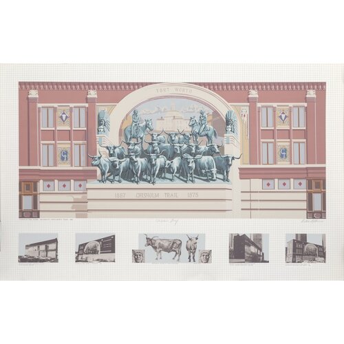 RICHARD HAAS CHISHOLM TRAIL MURAL SIGNED PRINT RICHARD HAAS CHISHOLM TRAIL MURAL SIGNED PRINT