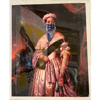 NEST SIGNED PRINT OF WOMAN  WITH BLUE BANDANA AND GUN