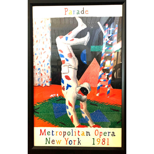 HOCKNEY PARADE METROPOLITAN OPERA 1981 SIGNED FRAMED POSTER HOCKNEY PARADE METROPOLITAN OPERA 1981 SIGNED FRAMED POSTER