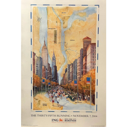 NYC MARATHON 2004 TRUMBULL POSTER NYC MARATHON 2004 TRUMBULL POSTER