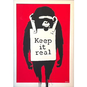 BANKSY / THE WEST COUNTRY PRINCE  MONKEY  KEEP IT REAL (RED) PRINT