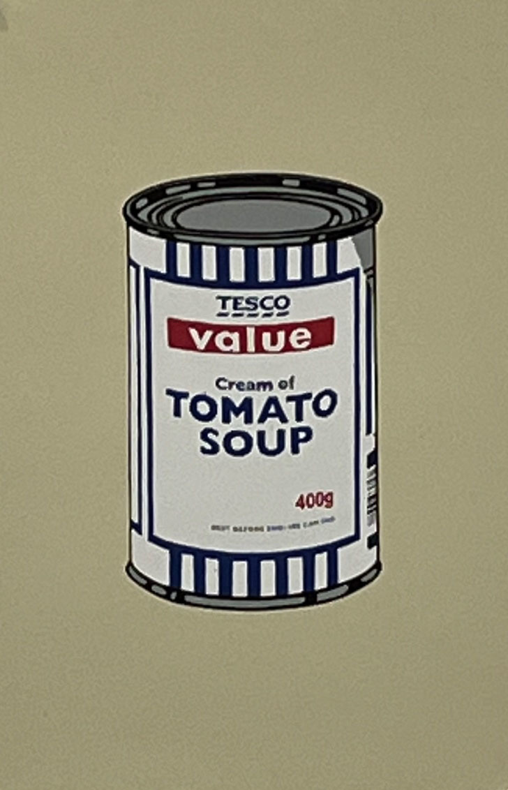 BANKSY/WEST COUNTRY PRINCE TESCO TOMATO SOUP CAN (SINGLE) PRINT BEIGE