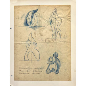 WILLIAM FREDERICKSEN SIGNED DRAWING SCULPTURE CLASS INSTITUTE OF DESIGN