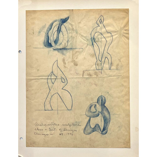 WILLIAM FREDERICKSEN SIGNED DRAWING SCULPTURE CLASS INSTITUTE OF DESIGN WILLIAM FREDERICKSEN SIGNED DRAWING SCULPTURE CLASS INSTITUTE OF DESIGN