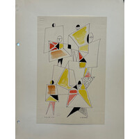 WILLIAM FREDERICKSEN SIGNED WATER COLOR & INK DRAWING TITLED "ACROBATS"