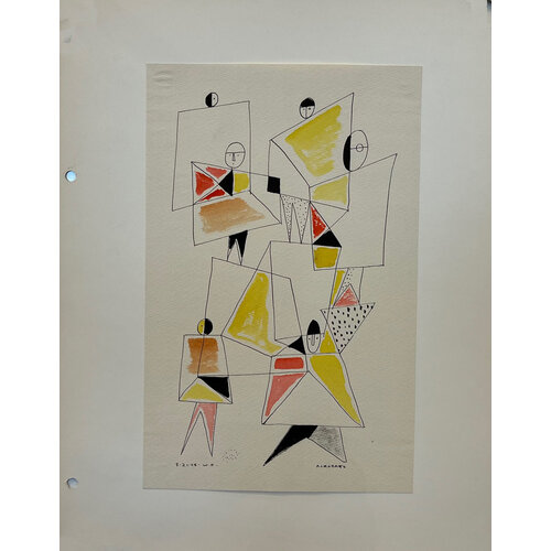 WILLIAM FREDERICKSEN SIGNED WATER COLOR & INK DRAWING TITLED "ACROBATS" WILLIAM FREDERICKSEN SIGNED WATER COLOR & INK DRAWING TITLED "ACROBATS"