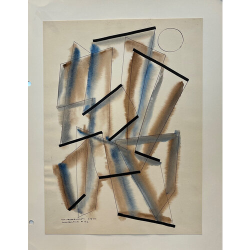 WILLIAM FREDERICKSEN SIGNED WATER COLOR & INK DRAWING TITLED "CONSTRUCTION #102"