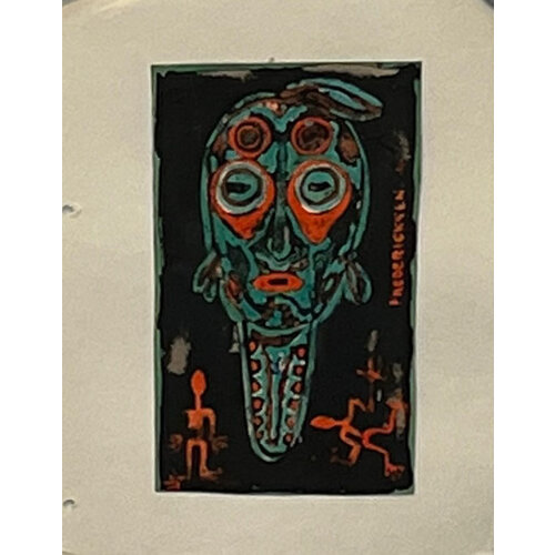 WILLIAM FREDERICKSEN SIGNED ACRYLIC DRAWING UNTITLED (PRIMITIVE MASK) WILLIAM FREDERICKSEN SIGNED ACRYLIC DRAWING UNTITLED (PRIMITIVE MASK)