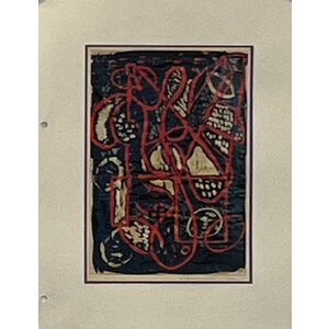 WILLIAM FREDERICKSEN SIGNED  ACRYLIC DRAWING UNTITLED (ABSTRACT BLACK & RED DESIGN)