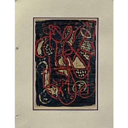 WILLIAM FREDERICKSEN SIGNED ACRYLIC DRAWING UNTITLED (ABSTRACT BLACK & RED DESIGN) WILLIAM FREDERICKSEN SIGNED ACRYLIC DRAWING UNTITLED (ABSTRACT BLACK & RED DESIGN)