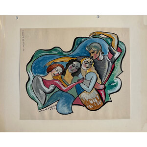 WILLIAM FREDERICKSEN SIGNED ACRYLIC DRAWING TITLED "BALLET DESIGN - AD"