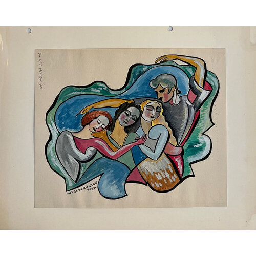 WILLIAM FREDERICKSEN SIGNED ACRYLIC DRAWING TITLED "BALLET DESIGN - AD" WILLIAM FREDERICKSEN SIGNED ACRYLIC DRAWING TITLED "BALLET DESIGN - AD"