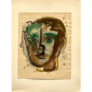 WILLIAM FREDERICKSEN SIGNED WATER COLOR & INK DRAWING  UNTITLED (FACE OF MAN)