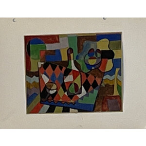 WILLIAM FREDERICKSEN SIGNED ACRYLIC DRAWING UNTITLED (ABSTRACT STILL LIFE WITH BOTTLE)