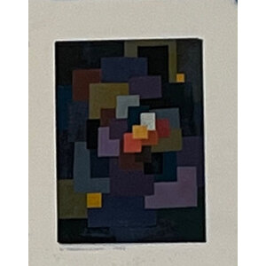 WILLIAM FREDERICKSEN SIGNED ACRYLIC DRAWING UNTITLED (ABSTRACT SQUARES, RECTANGLES)