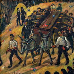 CLAIRE E. BREHME SIGNED BURIAL OF DR. MARTIN LUTHER KING - 1968 - OIL PAINTING CLAIRE E. BREHME SIGNED BURIAL OF DR. MARTIN LUTHER KING - 1968 - OIL PAINTING