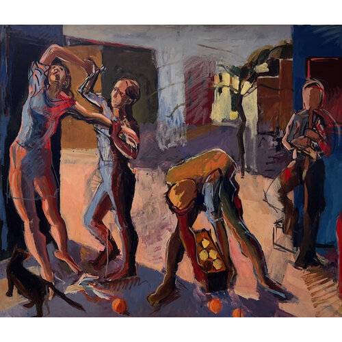 ORIGINAL OIL PAINTING OF COUPLE DANCING/MUSICIAN PLAYING