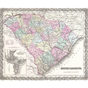 COLTON'S MAP OF SOUTH CAROLINA