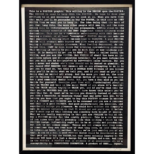SHEPARD FAIREY "THIS IS A POSTER GRAPHIC" SIGNED PRINT SHEPARD FAIREY "THIS IS A POSTER GRAPHIC" SIGNED PRINT