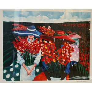 JONATHAN GREEN SIGNED LITHOGRAPH GLADIOLUS HARVEST