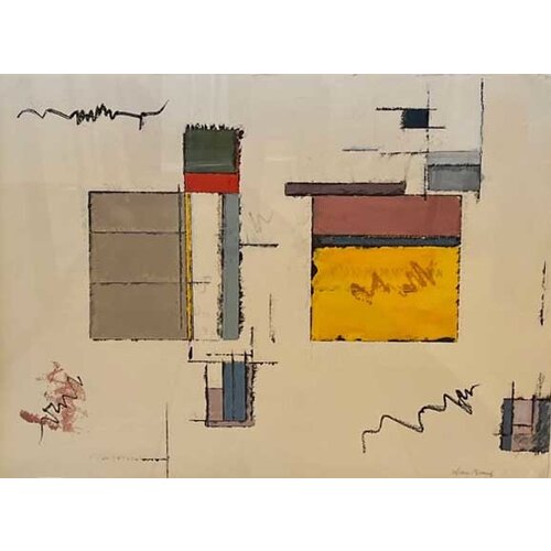 SIGNED ABSTRACT PRINT OF SQUARES AND RECTANGLES SIGNED ABSTRACT PRINT OF SQUARES AND RECTANGLES