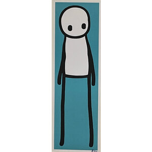 STIK  STANDING FIGURE TEAL PRINT SIGNED IN BLUE WITH AUTOGRAPHED SKETCH