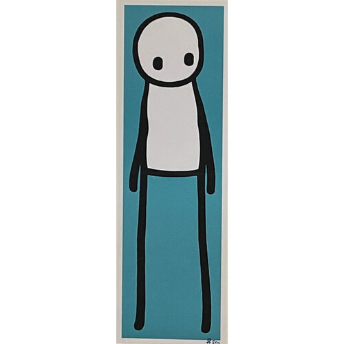 STIK STANDING FIGURE TEAL PRINT SIGNED IN BLUE WITH AUTOGRAPHED SKETCH STIK STANDING FIGURE TEAL PRINT SIGNED IN BLUE WITH AUTOGRAPHED SKETCH