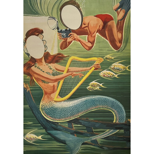 1950s SYLVANIA PHOTO OP CUT-OUTS: PIRATE/MERMAID 1950s SYLVANIA PHOTO OP CUT-OUTS: PIRATE/MERMAID