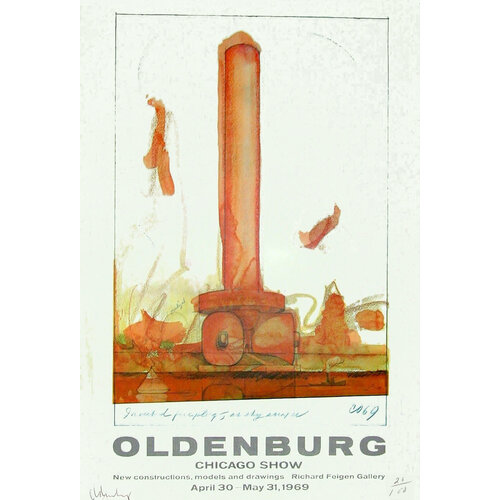 Oldenburg, Claes CLAES OLDENBURG SIGNED CHICAGO SHOW INVERTED FIREPLUG POSTER FRAMED Oldenburg, Claes CLAES OLDENBURG SIGNED CHICAGO SHOW INVERTED FIREPLUG POSTER FRAMED