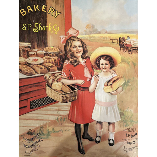 VINTAGE TIN BAKERY SIGN S.P. SHANK CO. VINTAGE TIN BAKERY SIGN S.P. SHANK CO.