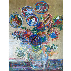 MR CLEVER SIGNED PRINT VASE OF FLOWERS