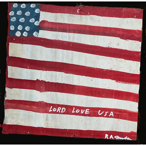 R.A. MILLER SIGNED WOOD FLAG LORD LOVE USA