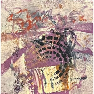 MELBA COOPER SIGNED BEE GEM PAINTING ON WOOD LARGE (6" x 6") MELBA COOPER SIGNED BEE GEM PAINTING ON WOOD LARGE (6" x 6")