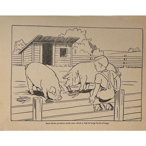 1950s MAP OF IOWA COLORING BOOK PAGE