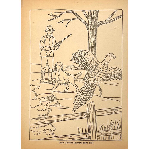 1950s MAP OF SOUTH CAROLINA COLORING BOOK PAGE