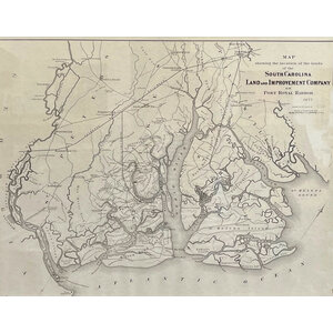1877 MAP  OF LANDS OF SOUTH CAROLINA  LAND & IMPROVEMENT CO ON PORT ROYAL HARBOR