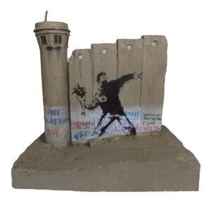 BANKSY SCULPTURE FLOWER THROWER DEFEATED WALL SECTION TOWER