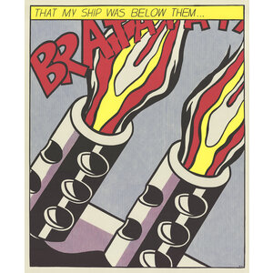LICHTENSTEIN TRIPTYCH PANEL 3 PRINT: THAT MY SHIP WAS BELOW THEM ... (LINEN BACKED)